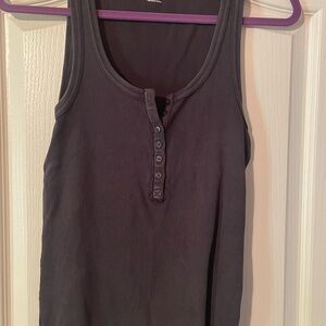 Aerie Ribbed Henley Tank Top - Gray